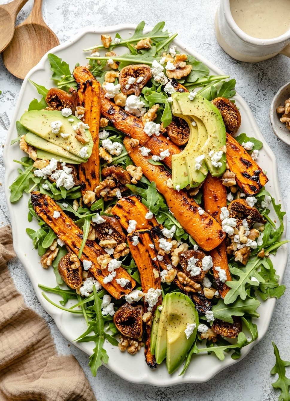 Porgandi rukola salat viigimarja, kitsejuustu ja avokaadoga